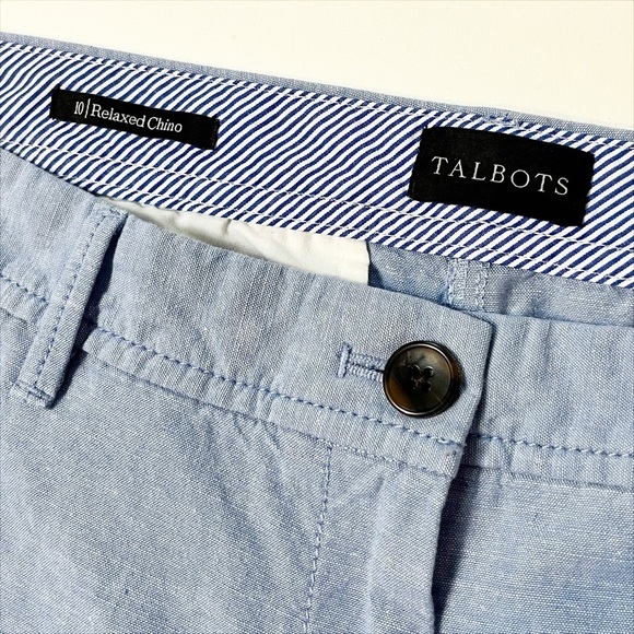Talbots Relaxed Chino Pants 10 100% cotton Newport Chambray light blue summer - Picture 6 of 12